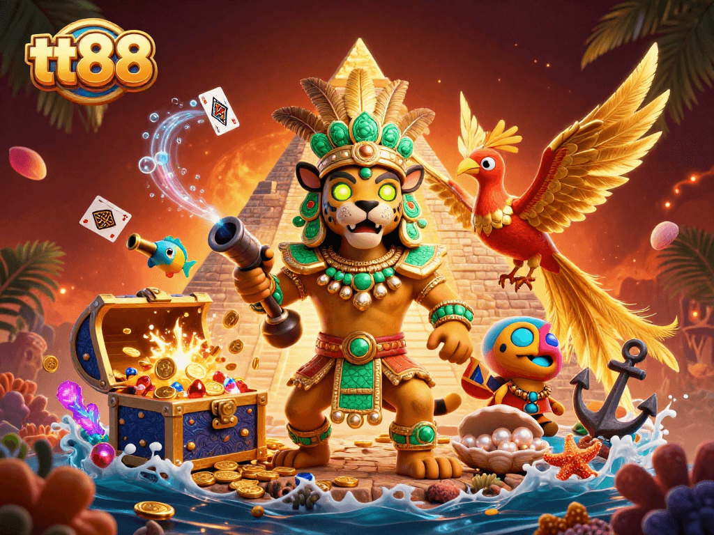 Play thrilling casino games with tt88 featuring a Mayan jaguar priest and treasure elements.