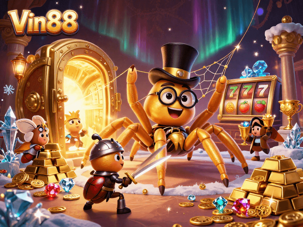 Engage with Vin88's lavish casino adventure featuring vivid characters and treasures.