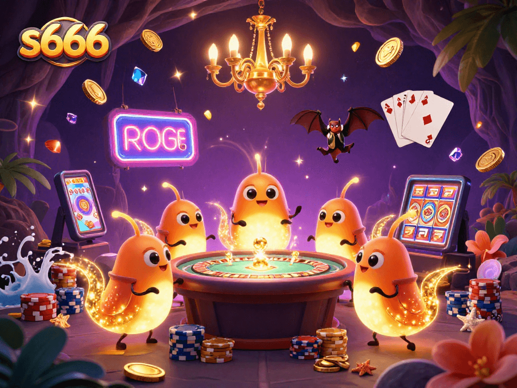 Experience thrilling gameplay at s666 with vibrant casino elements and energetic glowworms.