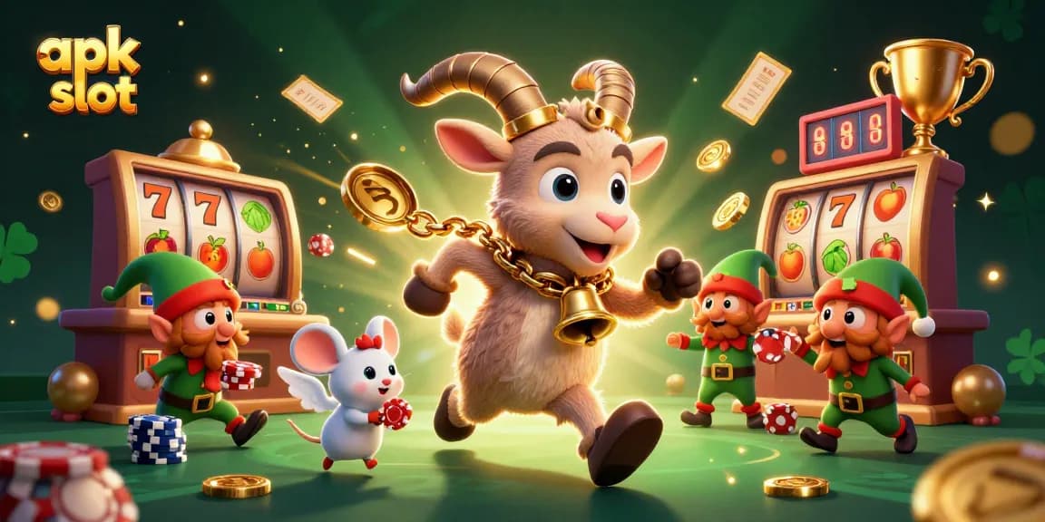 Play exciting apk slot games in a lively casino scene featuring characters and dynamic elements.