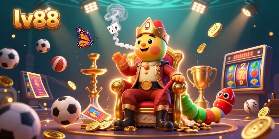 Engage with lv88's vibrant gaming scene featuring a colorful caterpillar master and lively sports elements.