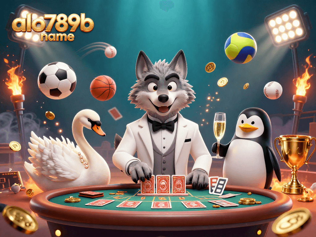 Experience thrilling baccarat with alo789b name at a lavish casino table featuring dynamic sports elements.