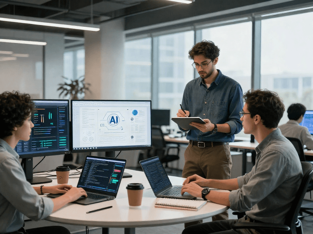 Collaborative workspace image showcasing 18+ ai technology in a modern office environment.