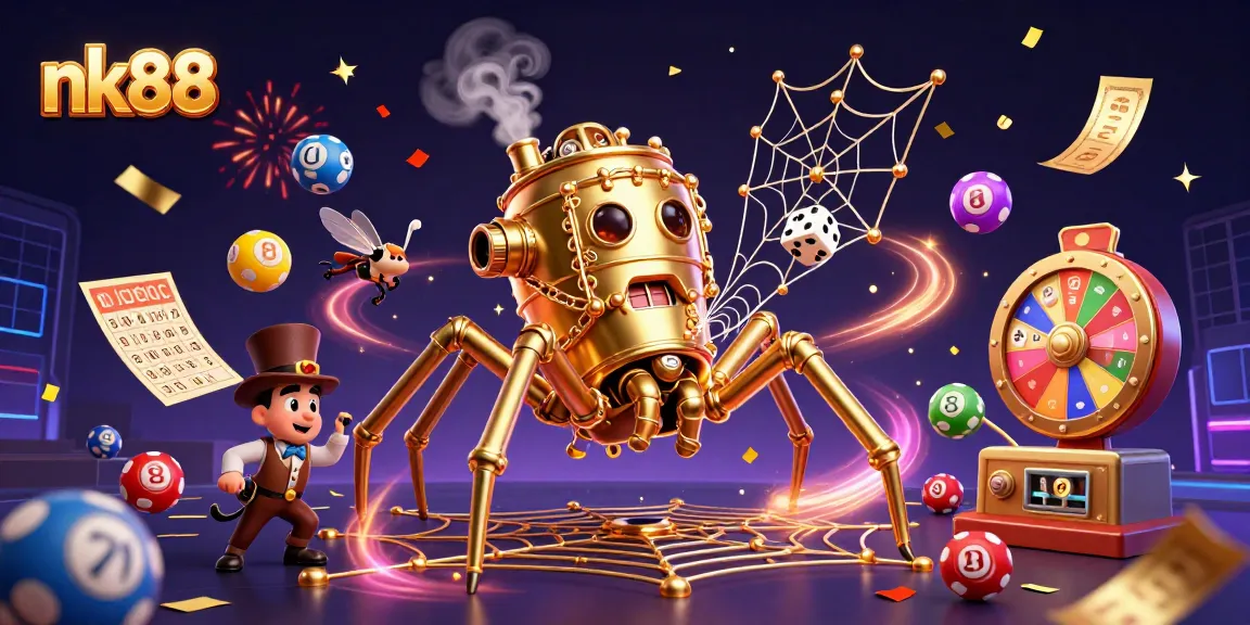 Engage with nk88 through a captivating steampunk casino scene featuring a vibrant array of gaming elements.