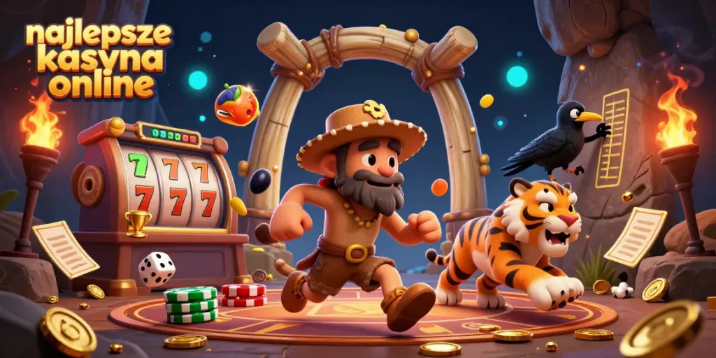 Experience the thrill of najlepsze kasyna online with vibrant slots and engaging characters in a captivating 3D casino scene.