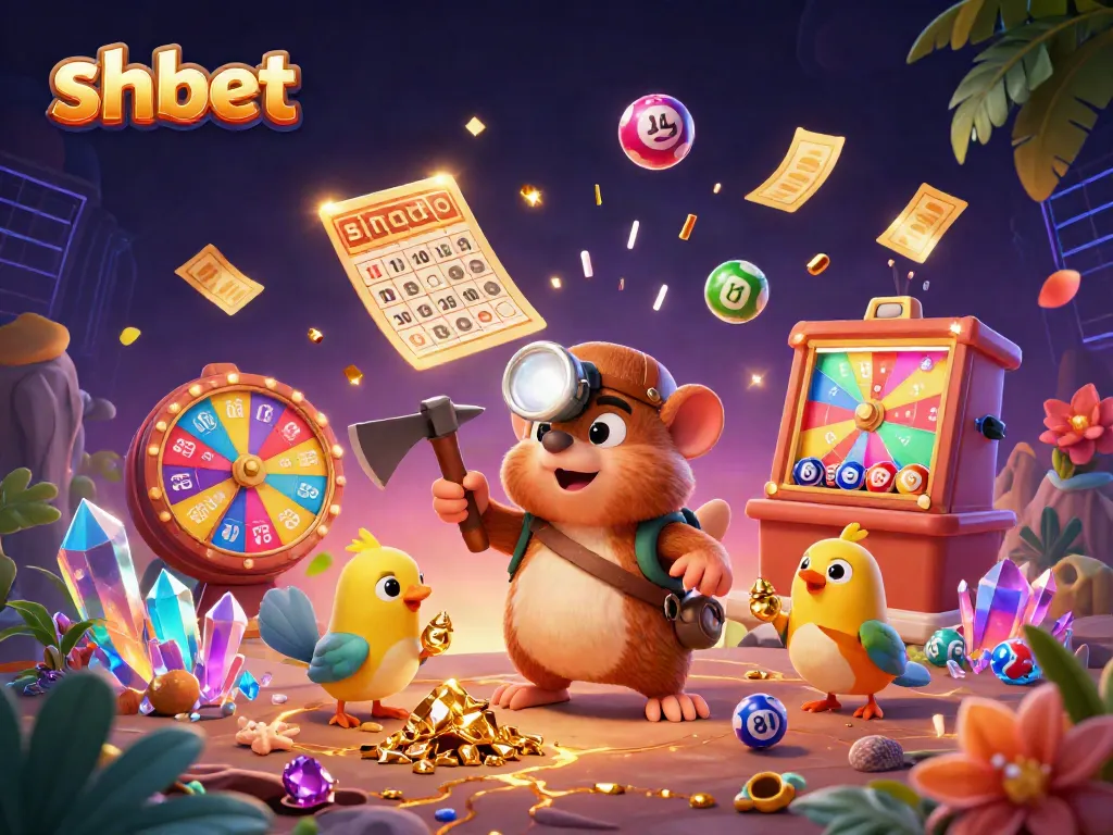 Experience exciting shbet moments with the vibrant 3D treasure hunter scene filled with dynamic gaming elements.