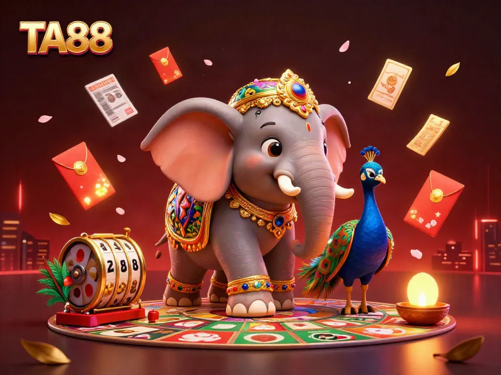 Engage with TA88 and enhance your gaming experience in a vibrant casino-themed illustration.