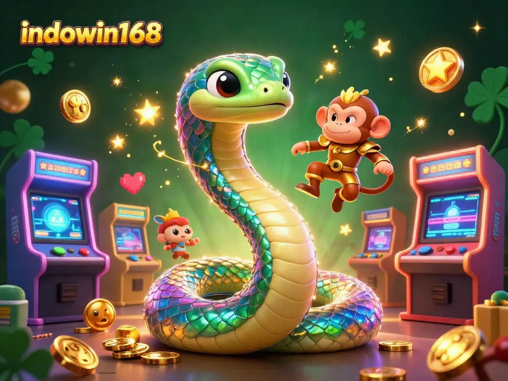 Join the excitement with indowin168's vibrant casino-themed 3D illustration featuring playful characters and games.