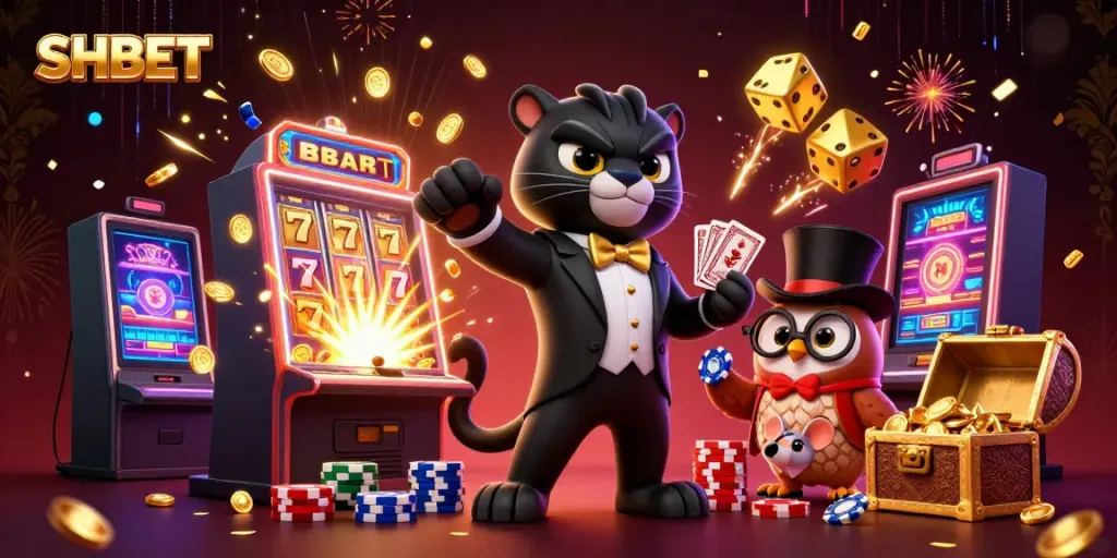Experience thrilling gameplay at SHBET with 3D characters and vibrant casino elements.