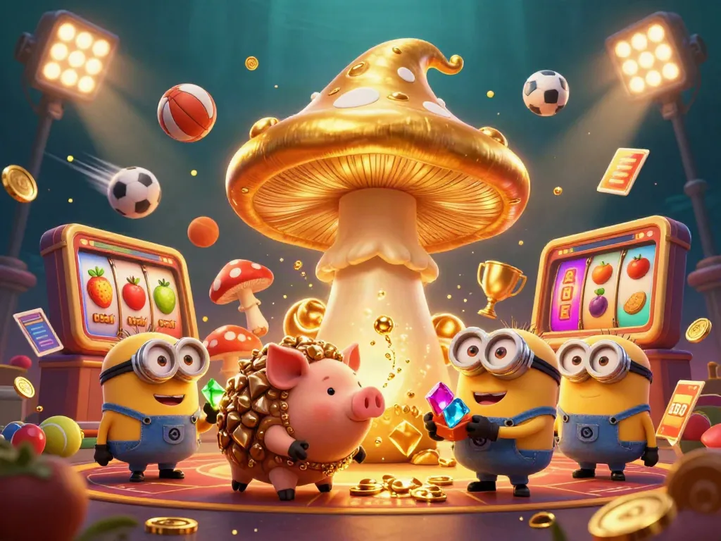 Experience the magic of EE88 with a golden mushroom wizard and vibrant casino elements.