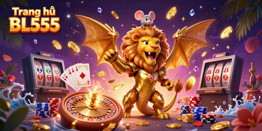 Experience thrilling gameplay on the Trang chủ BL555 with a vibrant and mystical illustration showcasing a winning online casino atmosphere.