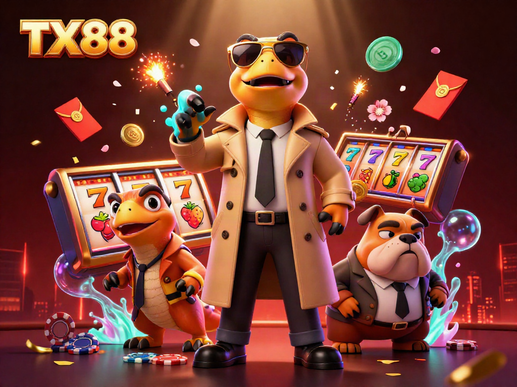 Engage with TX88 as raptors try to sneak into a VIP casino lounge in this vibrant scene.