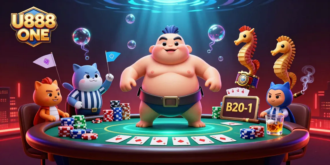 Experience thrilling poker action with U888 ONE featuring a lively underwater gambling scene.