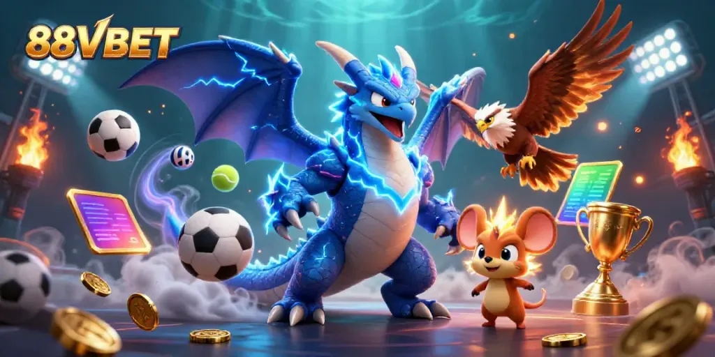 Bet on winning moments with 88VBET in a vibrant, action-packed casino scene
