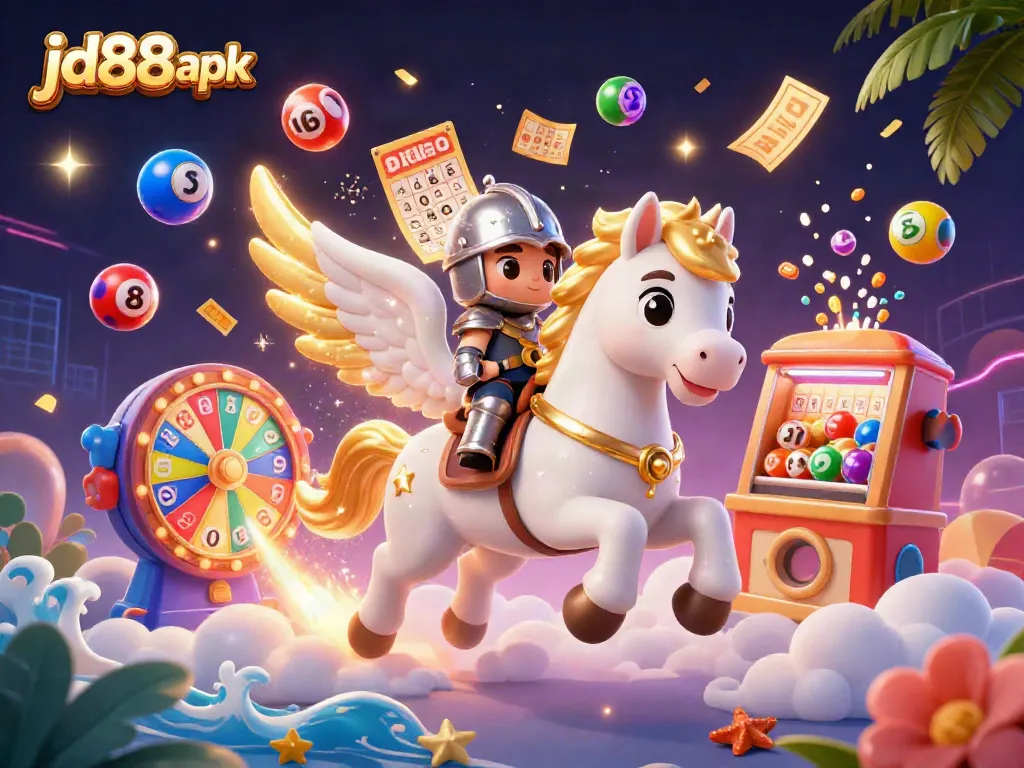 Experience *jd88 apk* through an exciting 3D digital scene filled with gaudy gaming elements and joyful characters.