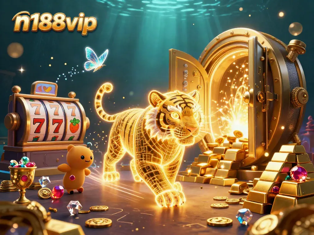 Engage with thrilling gameplay at n188vip, featuring vibrant 3D casino action and a golden tiger.