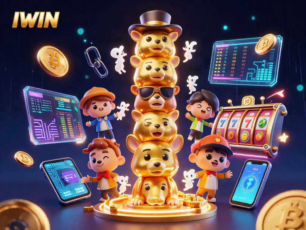 Experience thrilling gameplay with IWIN featuring 3D cartoon totem characters and vibrant casino elements.