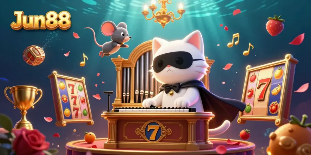 Experience the thrill of Jun88 online casino with an enchanting 3D illustration full of action.