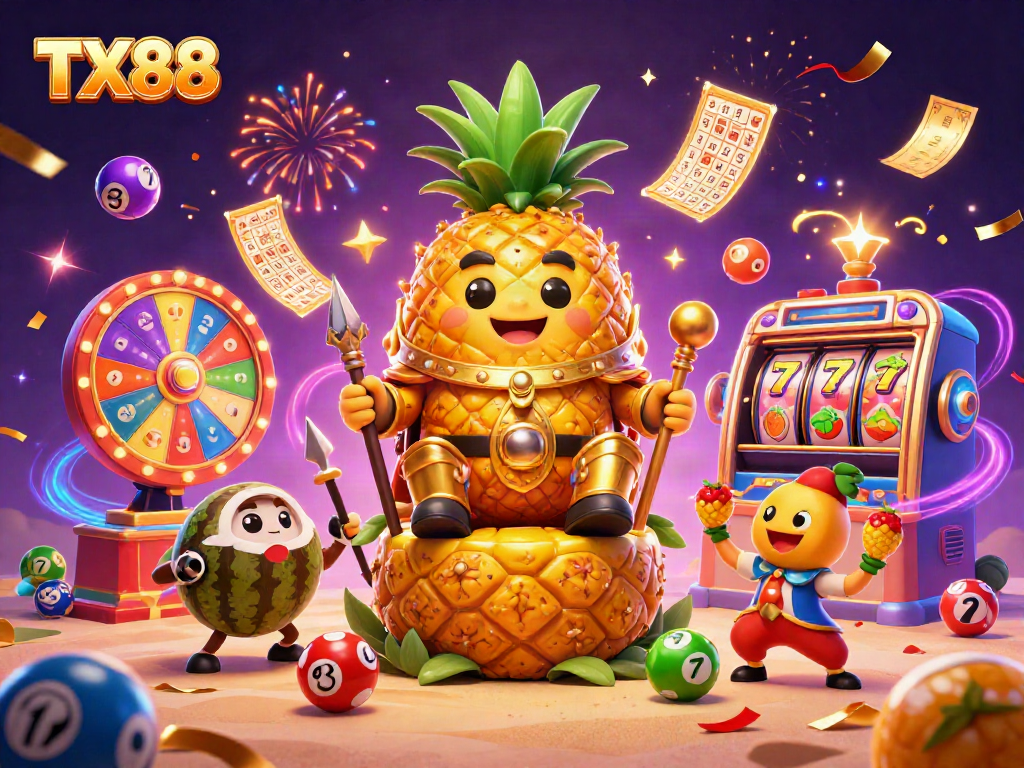 TX88 captivates players with dynamic slots and lottery games, featuring vibrant characters and celebrations.