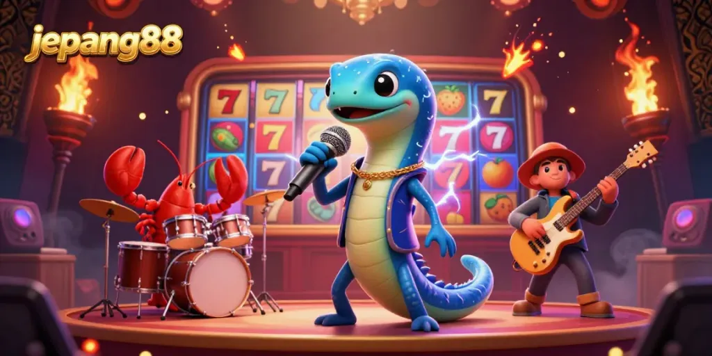 Experience the vibrant energy of jepang88's underwater casino with 3D characters and slot machines.