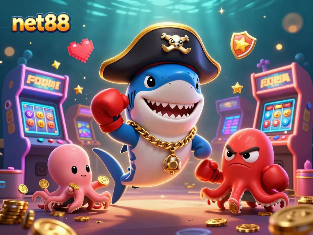 Experience thrilling wins with net88 in this dynamic casino-inspired 3D illustration featuring engaging game characters.