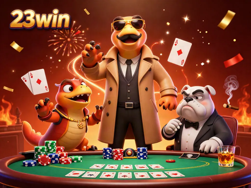 Experience the action with 23win: three raptors in disguise entering a VIP casino lounge.