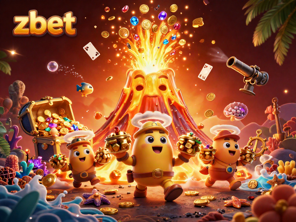 Experience the vibrant thrill of zbet casino with an erupting golden volcano and treasure-filled adventure.