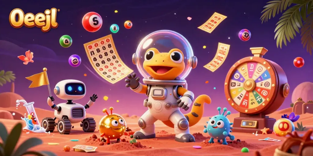 Catch the thrilling adventures of the 0eejl Martian gecko discovering a golden casino.