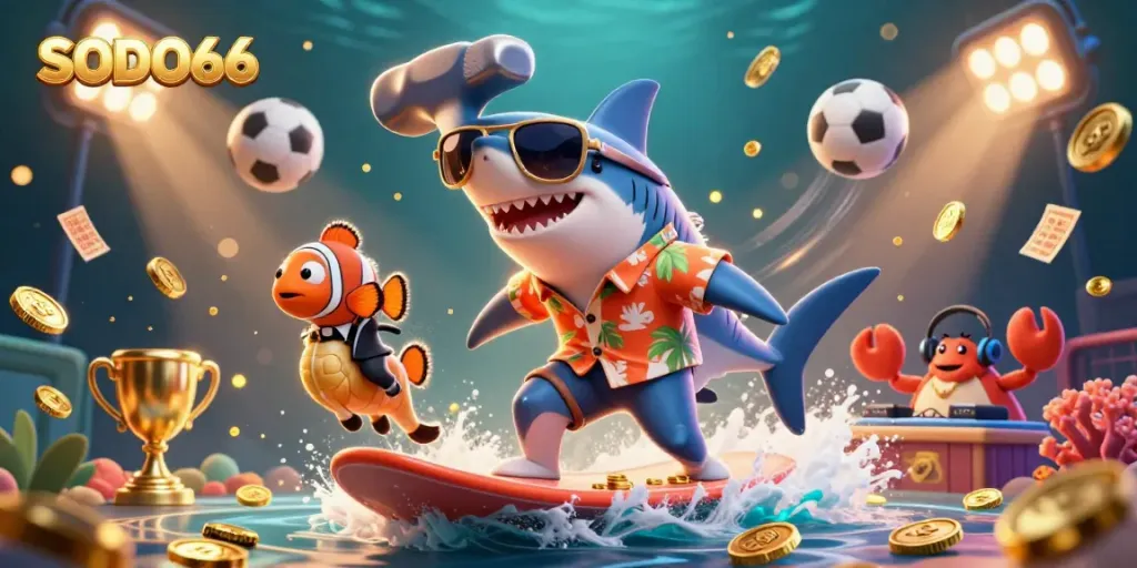 Experience SODO66 with vivid characters and dynamic gaming elements in a vibrant underwater scene.