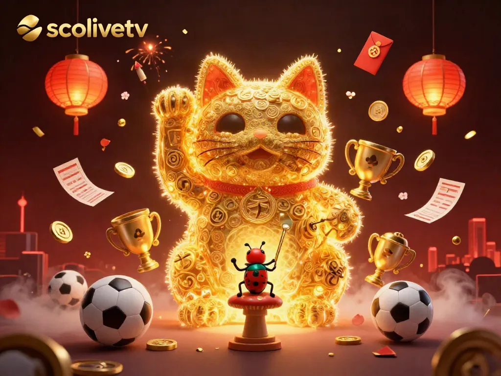 Engage with Socolivetv's dynamic sports betting scene featuring a lucky cat and vibrant symbols.