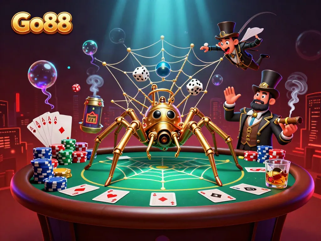 Engage with the dynamic energy of Go88 through an intricate 3D illustration featuring steampunk characters.