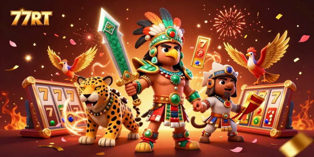 Experience the thrilling gameplay of 77RT with dynamic features like slot reels and high-stakes elements.
