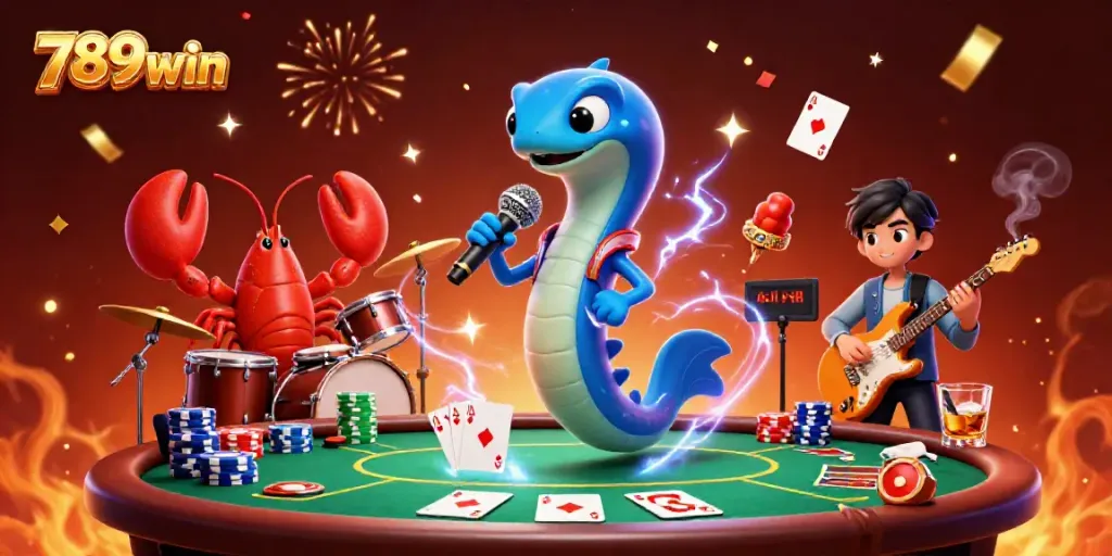 Experience the vibrant atmosphere of 789win with electric eel DJing at an underwater casino.