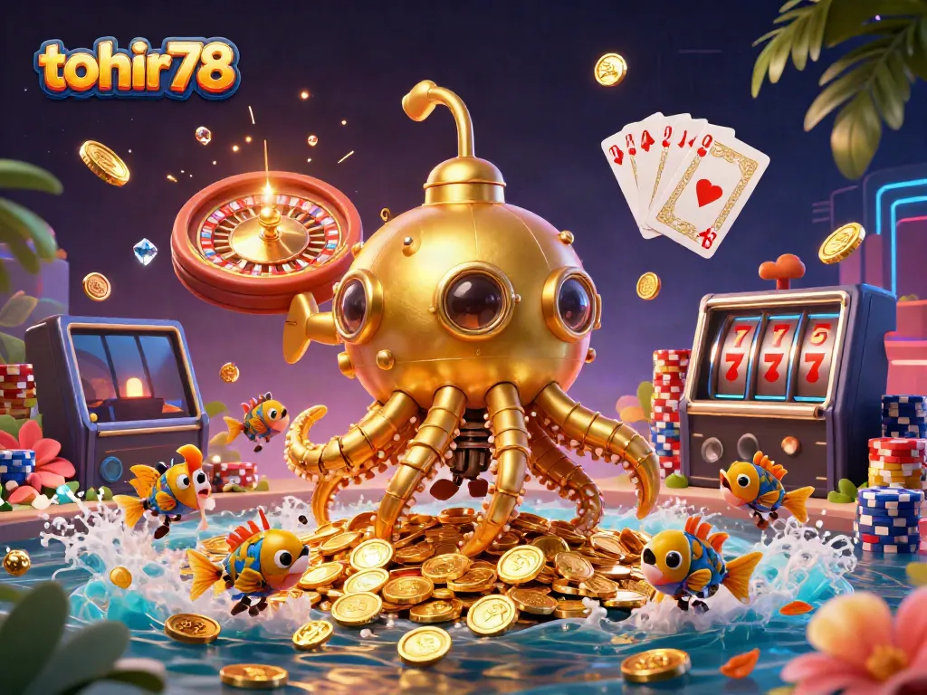 Experience the thrilling adventure of tohir78 amidst golden treasures and vibrant casino elements.