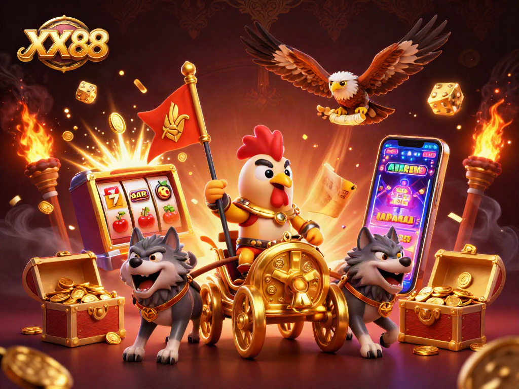 Engage with the exciting atmosphere of XX88's vibrant casino scene featuring 3D characters.
