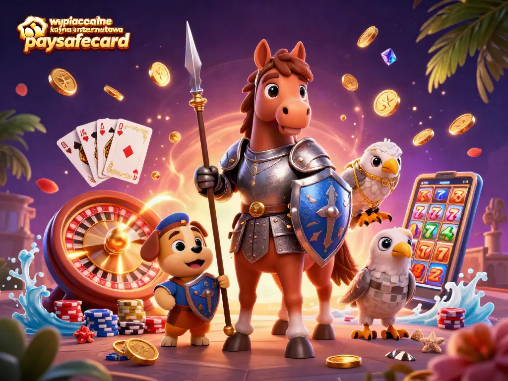 Experience the charm of wypłacalne kasyna internetowe paysafecard with knights, coins, and casino motifs in a dynamic scene.