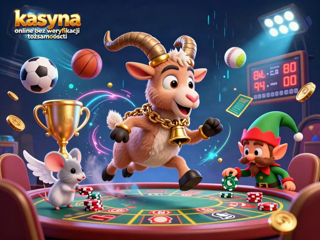 Experience the thrill with kasyna online bez weryfikacji tożsamości, featuring a lively casino scene with festive characters.