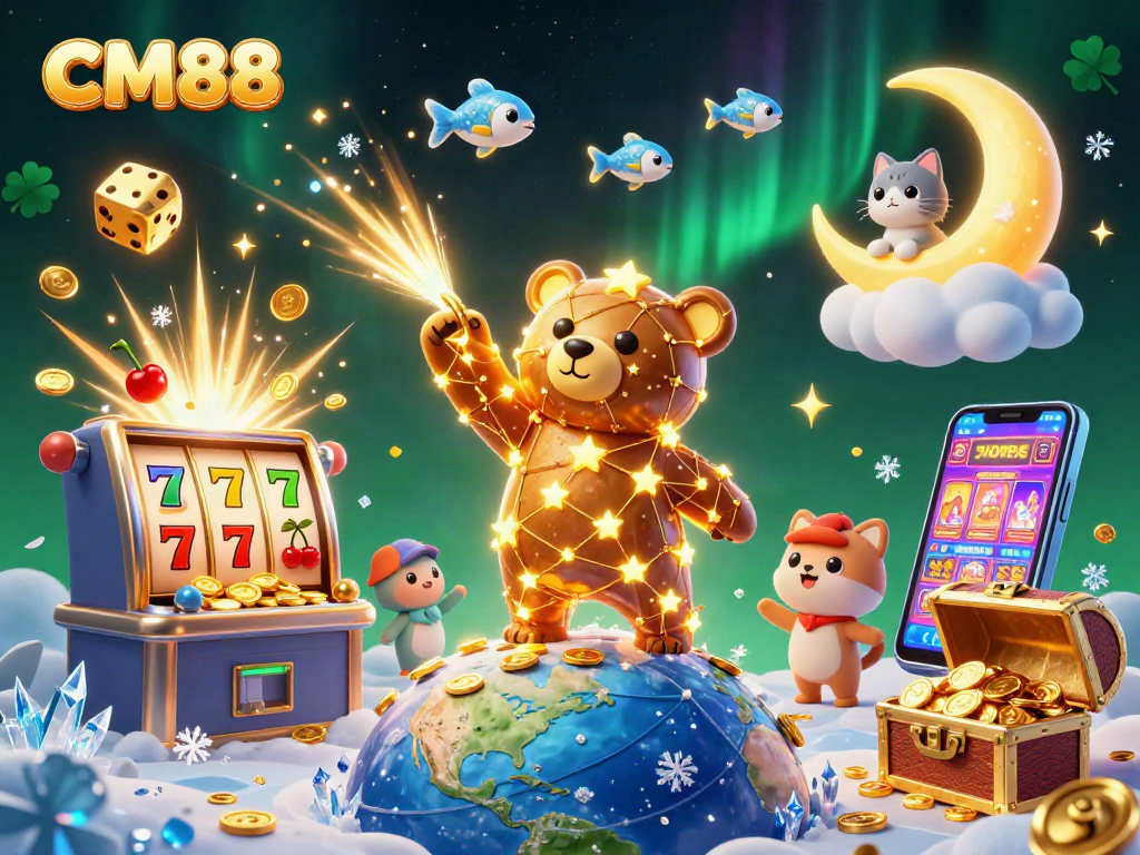 Experience thrilling wins at CM88 with this vibrant 3D casino scene showcasing excitement and fun.