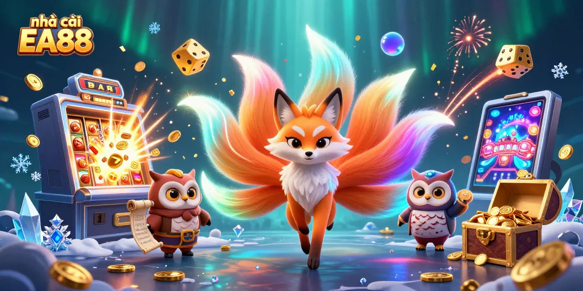 Join the excitement at nhà cái EA88 with vibrant slot machines and winning characters.