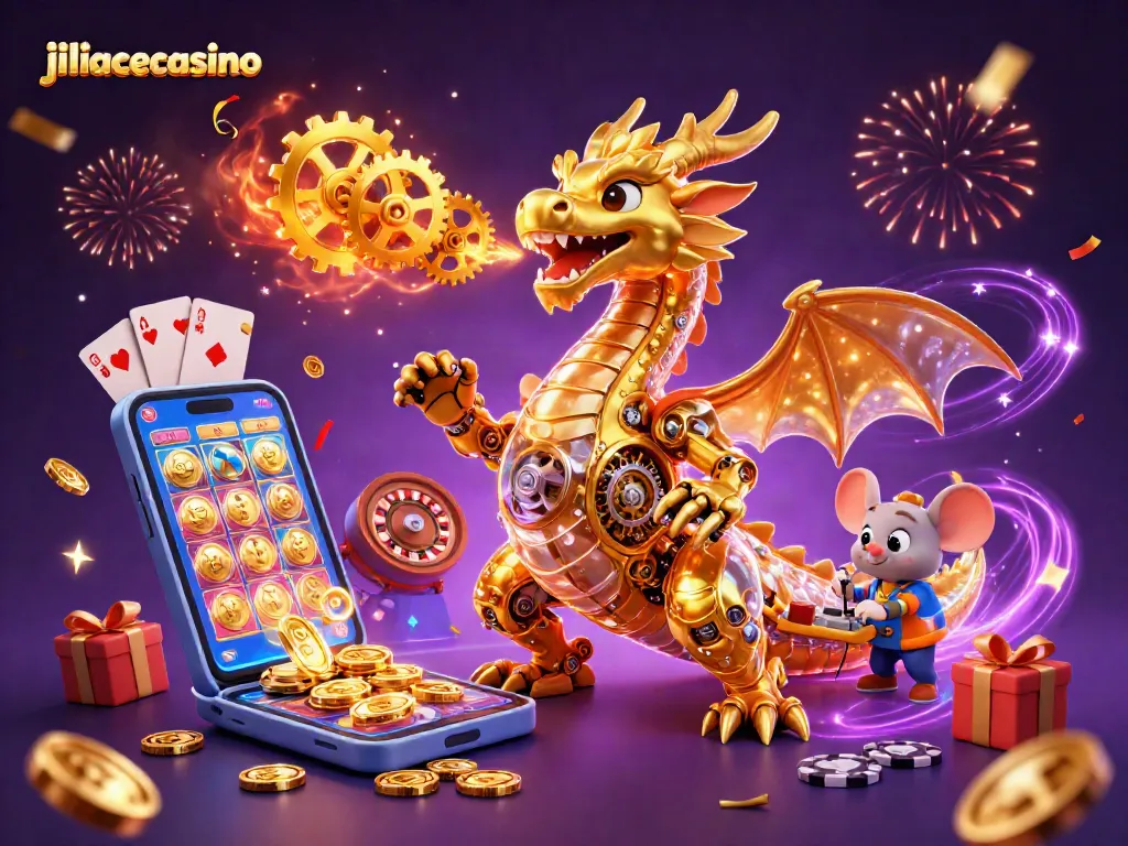 Experience thrilling gameplay with jiliacecasino's 3D dragon and dynamic slot games in an enchanting scene.