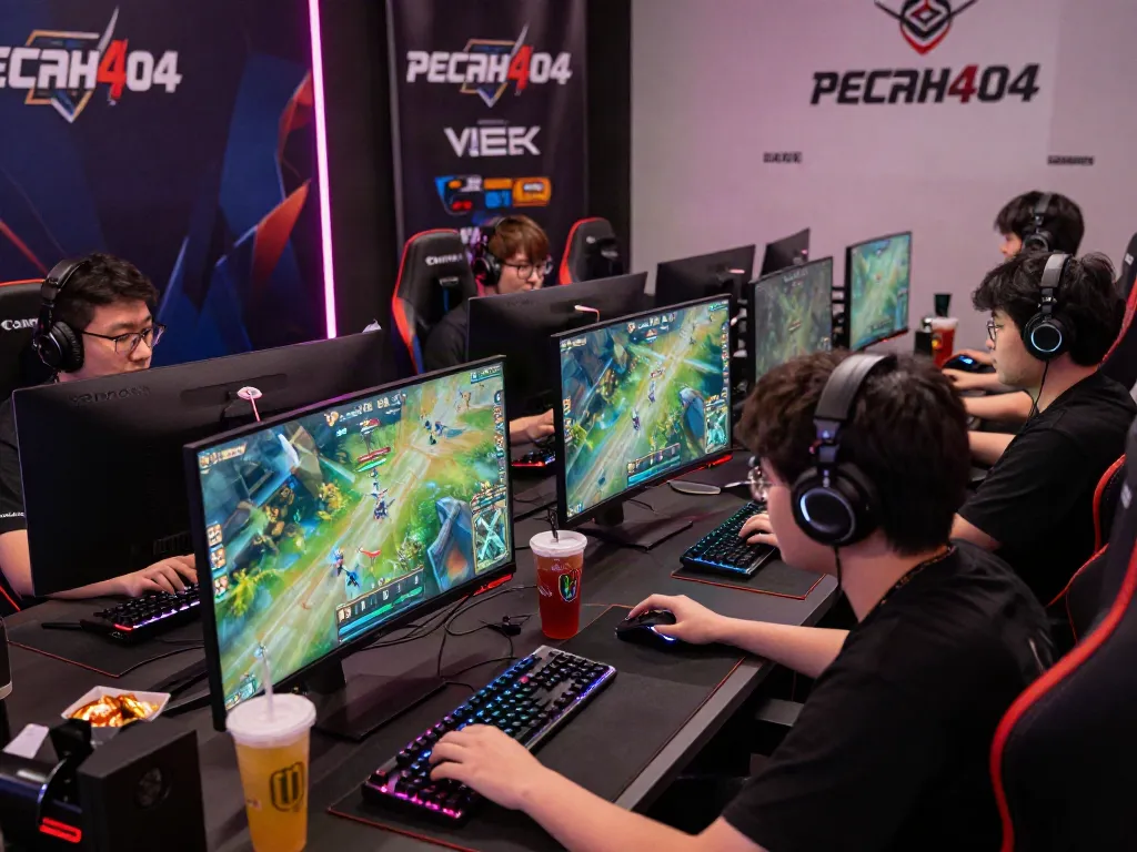 Collaboration in a gaming tournament, showcasing players engaged in pecah404 action.