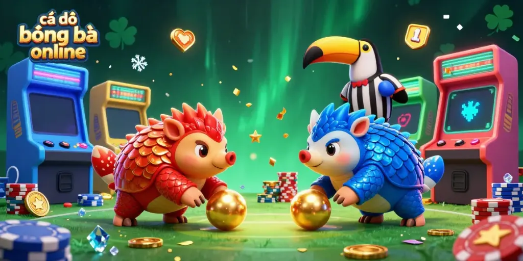 Engaging scene of cá độ bóng đá online featuring pangolins and poker chips in a vibrant betting atmosphere.