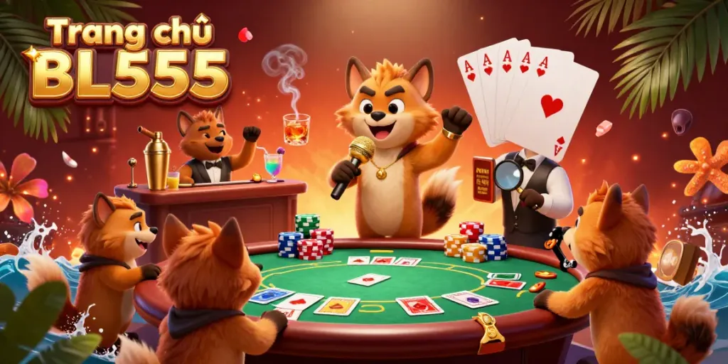 Experience excitement at Trang chủ BL555 with lively hyenas in a comedic casino setting.