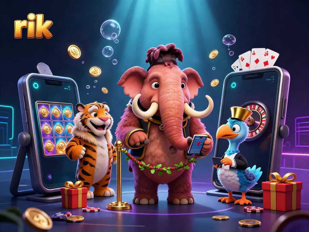 Experience exciting slots at Rik with vibrant casino characters and dynamic gaming elements.