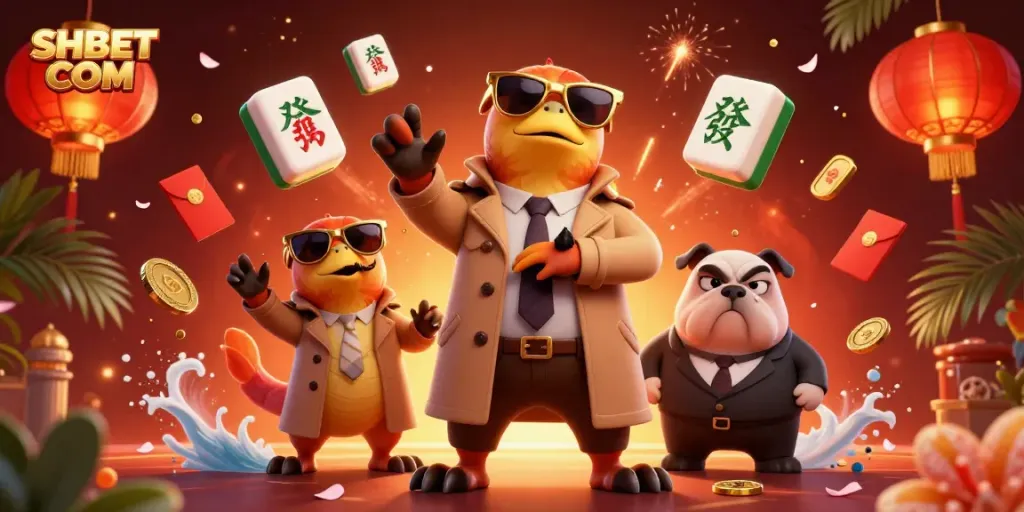 Experience the lively atmosphere of SHBET COM with playful raptors entering a VIP casino lounge.