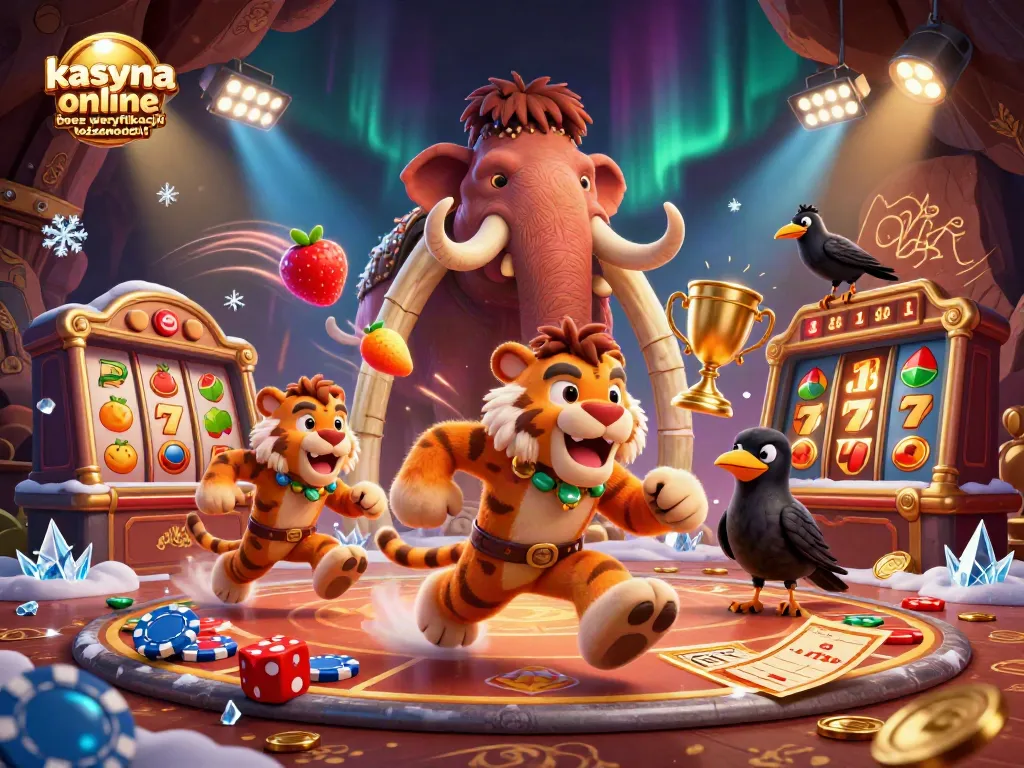 Engaging scene of kasyna online bez weryfikacji tożsamości showcasing vibrant slot machines and dynamic characters.