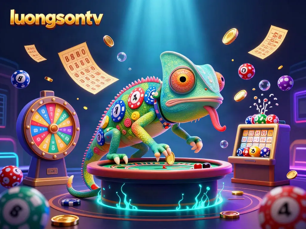 Engage in dynamic gambling action with luongsontv's colorful casino scene featuring vibrant gaming elements.