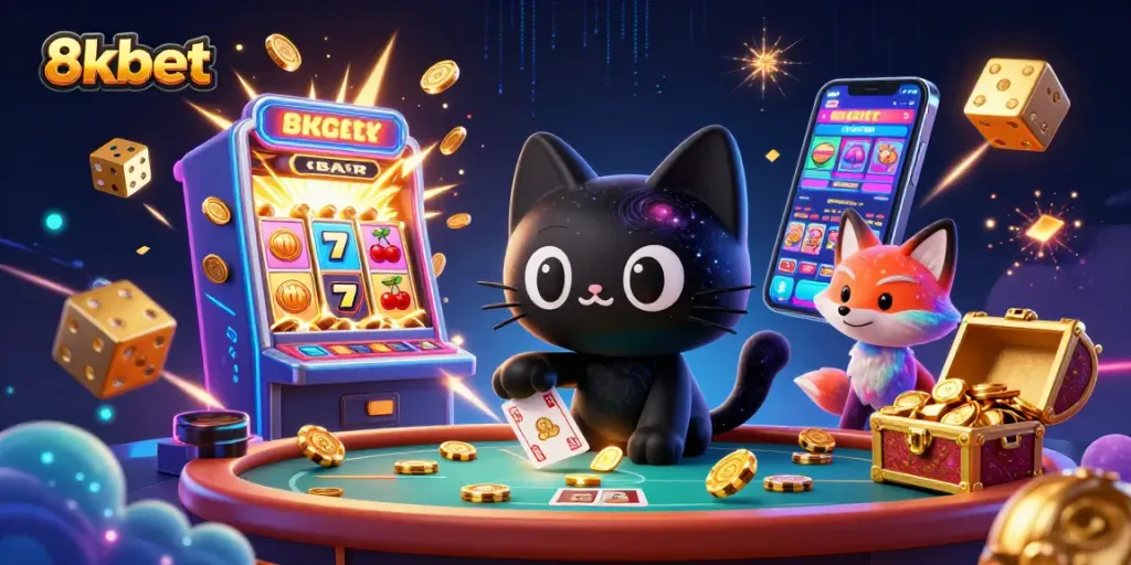 8xbet players engage in dynamic casino fun with colorful effects and rich visual elements.