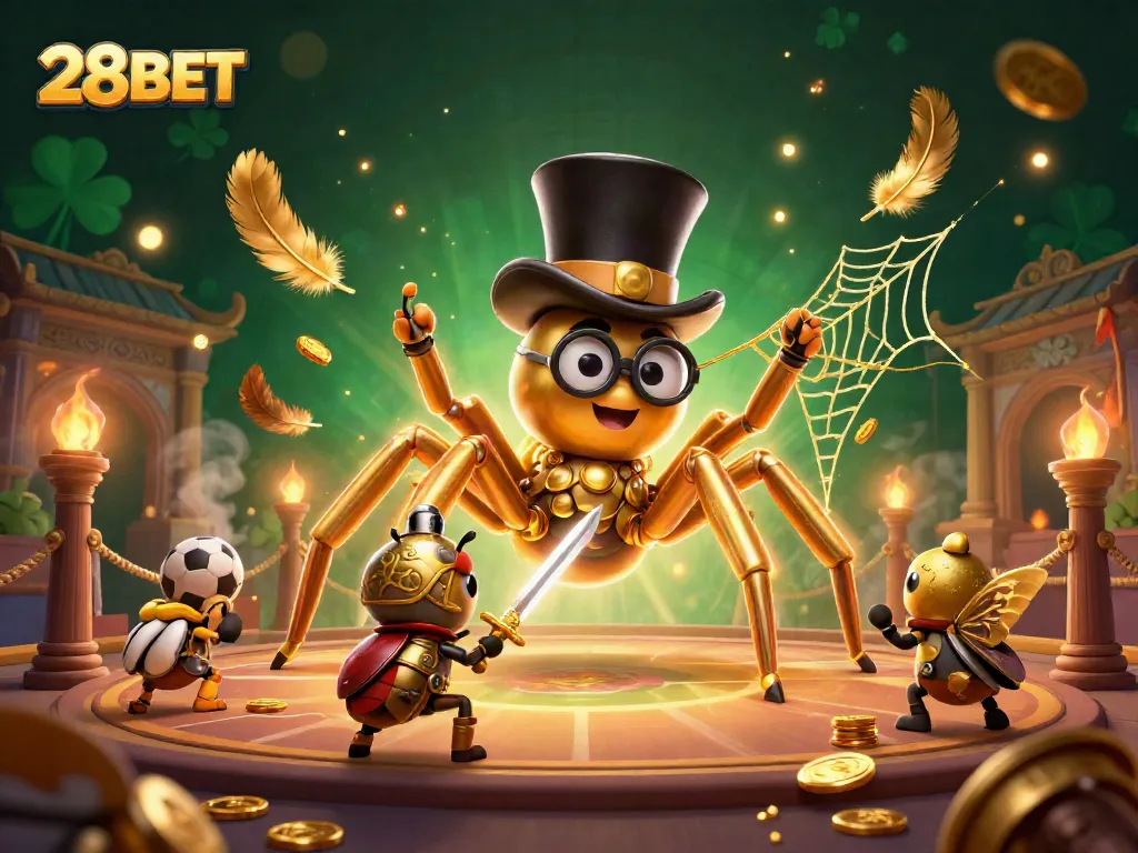 Experience thrilling sports betting at 28BET with vibrant 3D casino illustration showcasing excitement and winning.