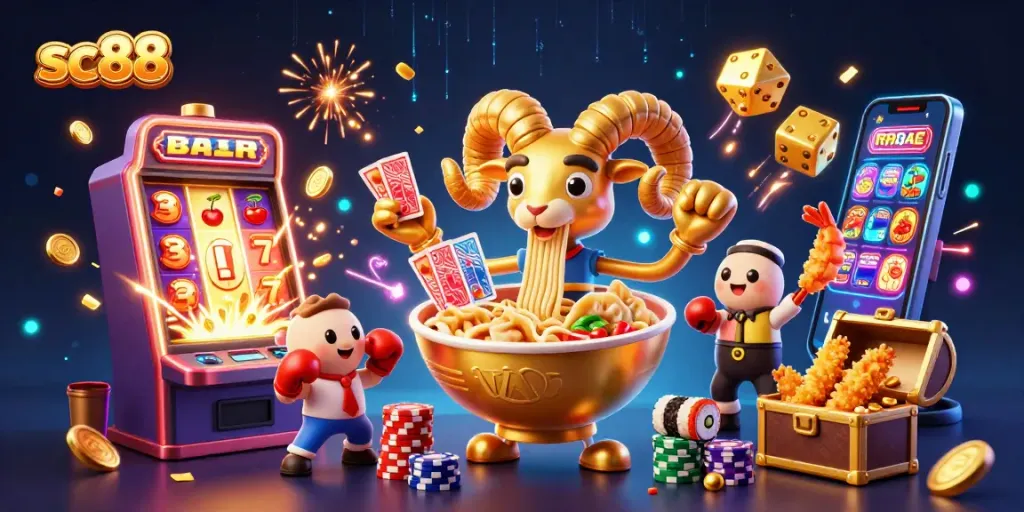 Experience thrilling gameplay with SC88's vibrant casino features and interactive characters.